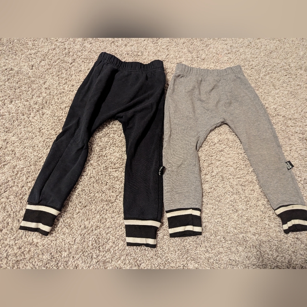 Whistle And Flute Striped Cuff Kids Jogger Pants - Black & Gray 1/2t